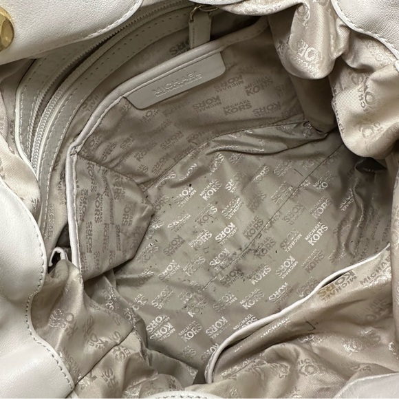 Vintage Michael Kors Ivory Leather and Gold Handbag Handbag Purse - Picture 11 of 16